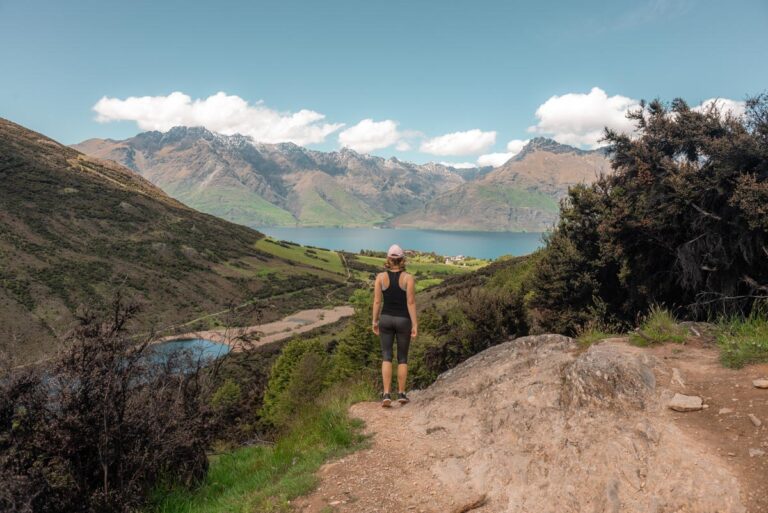 Bailey at a viewpoint on the Mt Crichton Loop Track near Queenstown, New Zealand