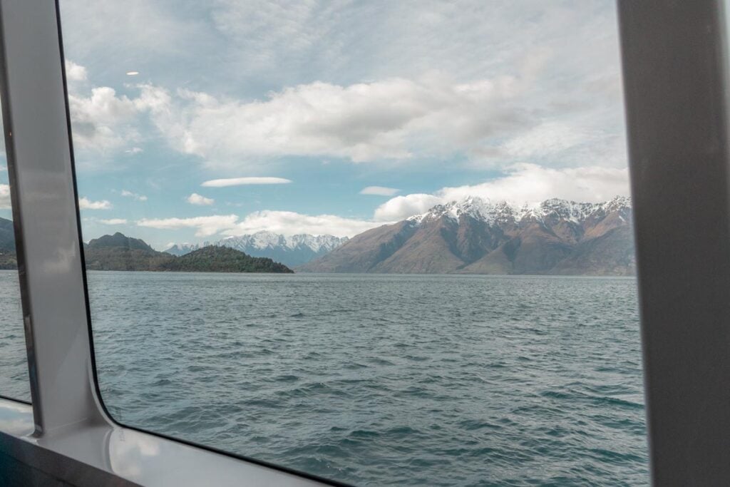 views from inside on a cruise in Queenstown