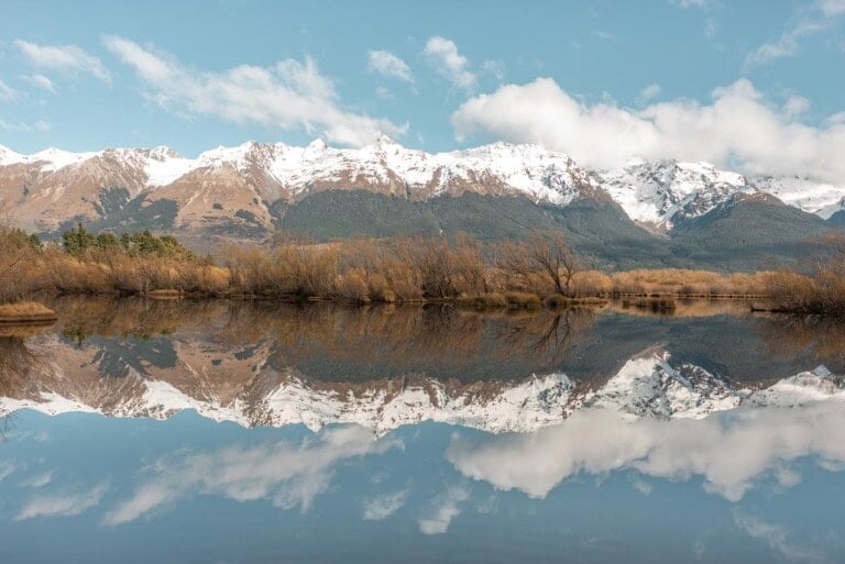 Reflections of the Humboldt Mountains at the Glenorchy Lagoon taken from the Glenorchy boardwalk walkway