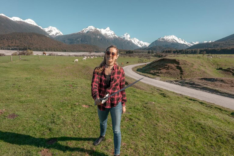 Bailey from My Queenstown Diary playing dress ups on a Lord of the Rings Tour in Glenorchy