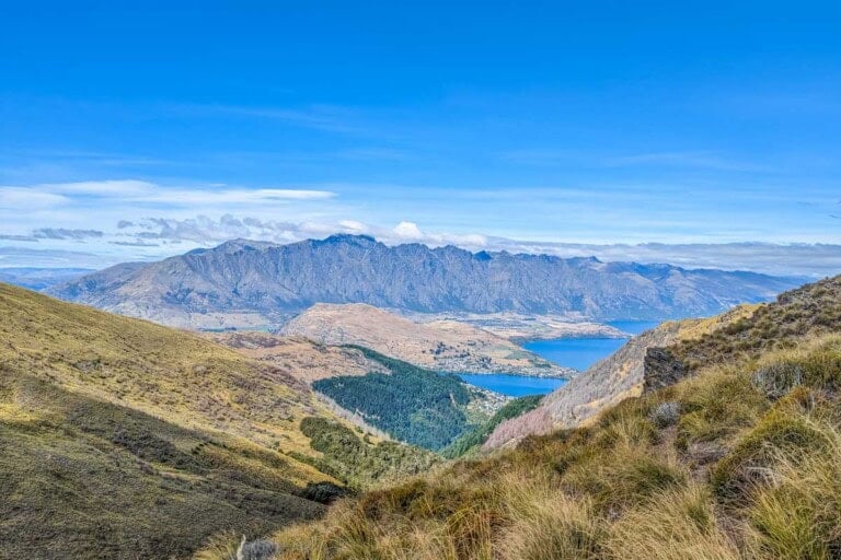 Views from the saddle of Lake Wakatipu along the Ben Lomond Track