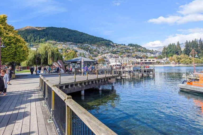 Queenstown waterfront in summer in New Zealand