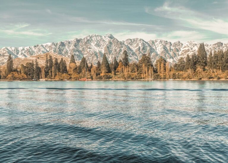Lake Wakatipu with views of the Remarkables as seen from St Omar Park Queenstown