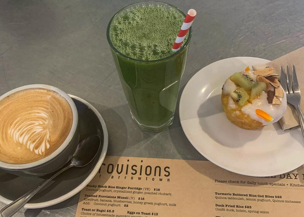 A coffee, smoothie and muffin at Provisions Cafe Queenstown