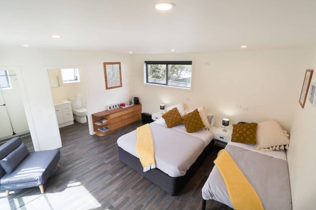 the inside of the Classy Cabin Airbnb in central Queenstown
