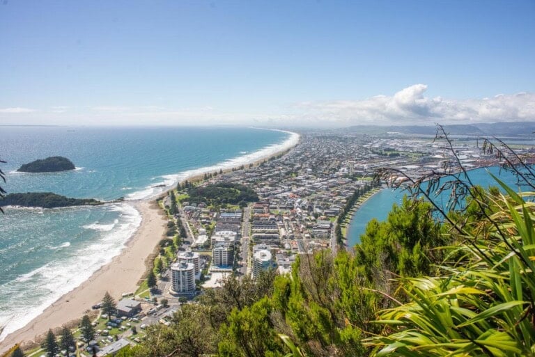 Views of the beach from Mt Maunganui