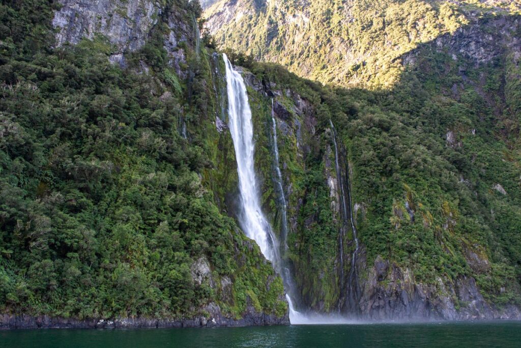 A waterfall in Milford Sound