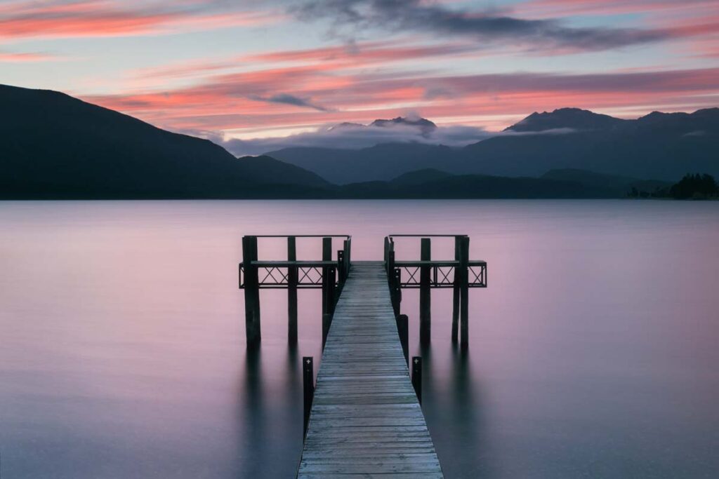 A sunset over Lake Te Anau