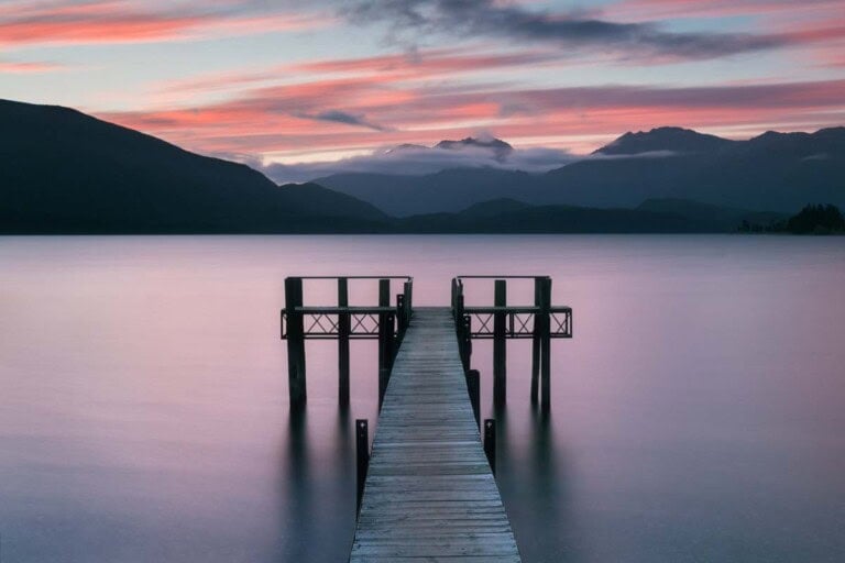 A sunset over Lake Te Anau
