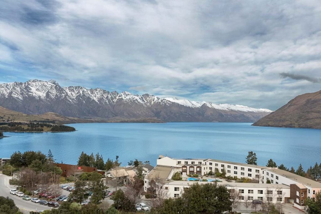 Views of the Mercure Queenstown Resort with Lake Wakatipu in the background