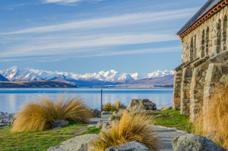 Views of Lake Tekapo from the Church of the Good Shepard
