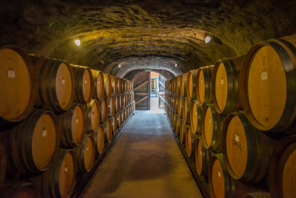The wine cave at The Gibbston Valley Winery near Queenstown, New Zealand