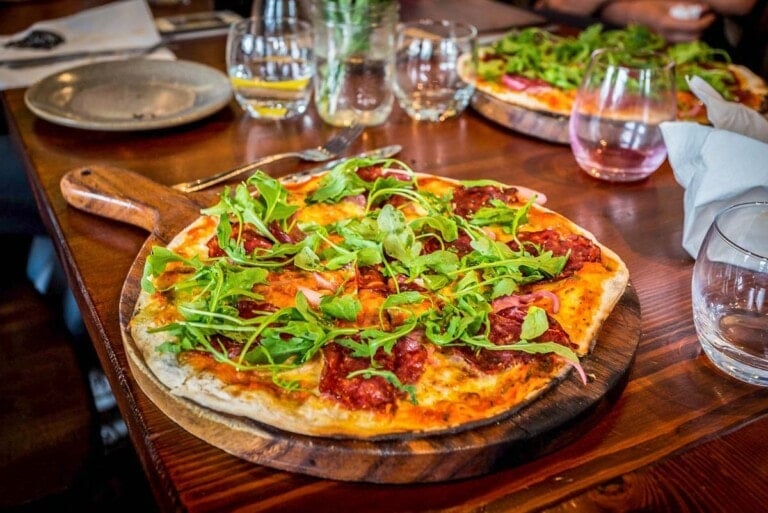 A pizza at Francesca's in Wanaka, New Zealand