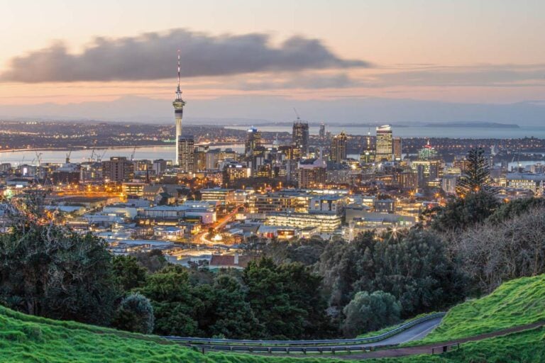 Views of Auckland from the Mount Eden Volcano Walk