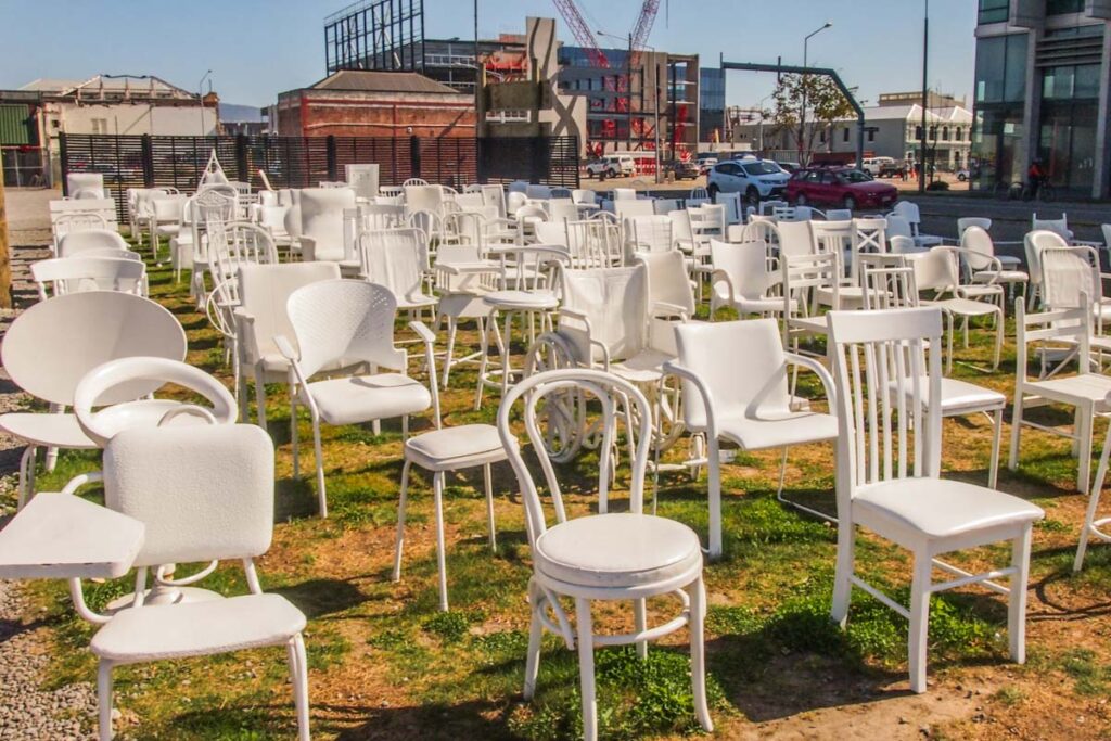 The 185 White Chairs in Christchurch, New Zealand
