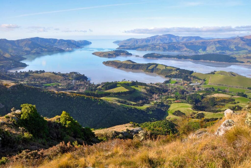 View of Lyttelton Harbour from Sign of the Bellbird