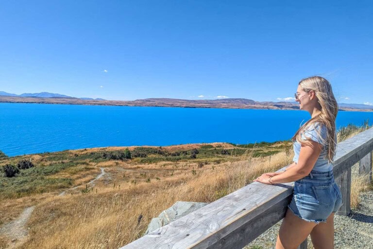 Bailey looks at the views of Lake Pukaki, New Zealand