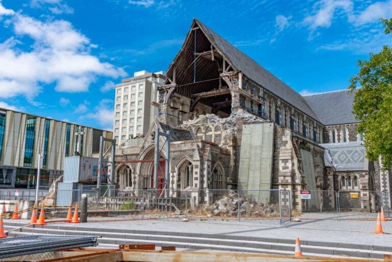 cathedral in Christchurch, New Zealand destroyed by earthquake
