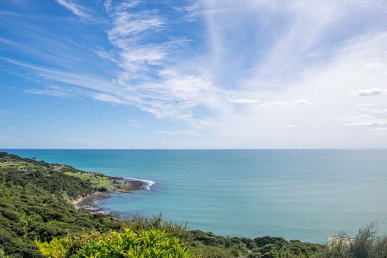 Scenic view of the coastline in Raglan, NZ