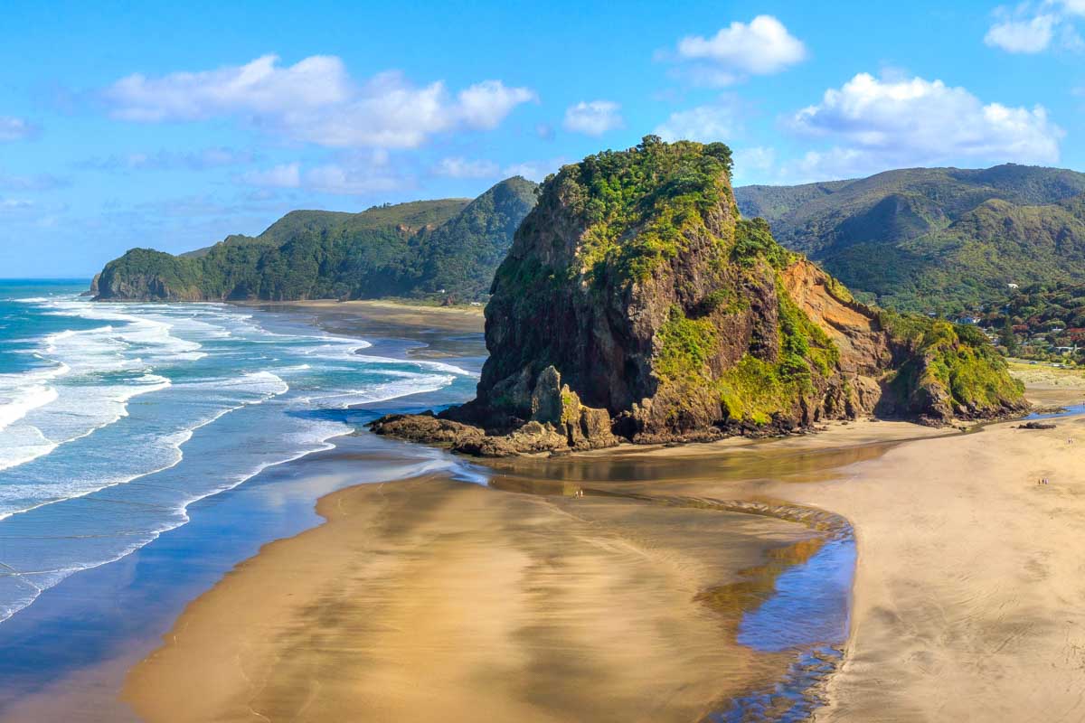 Piha Beach and Lion Rock, Auckland Region, New Zealand