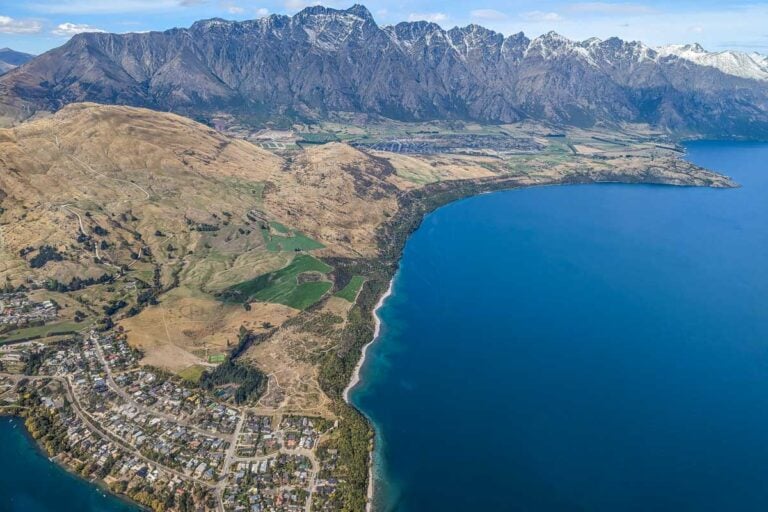 Views of the Remarkables and Lake Wakatipu in Queenstown from a scenic flight