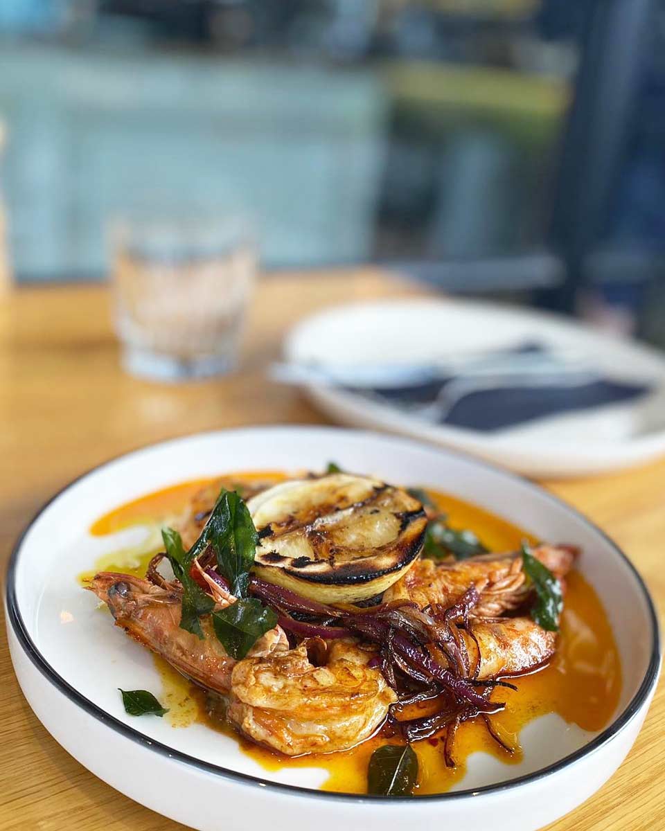 prawn at Odettes Eatery in Auckland, New Zealand