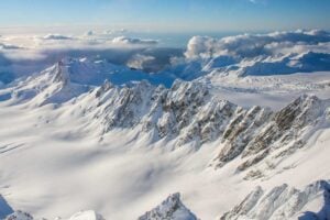 View of the Franz Josef Glacier from a helicopter flight