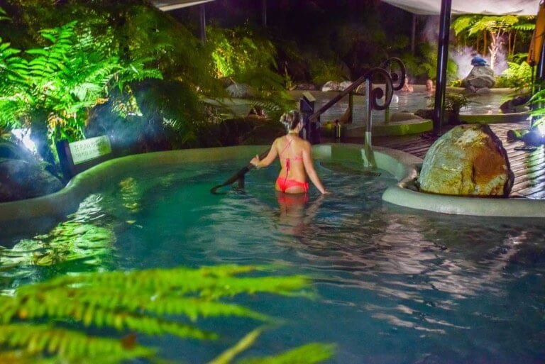 Bailey at the Franz Josef Hot Pools in New Zealand