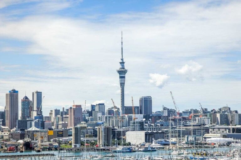 Auckland Sky Tower over the city of Auckland