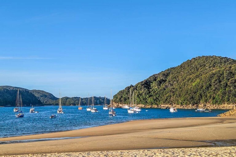 Anchorage Bay in Abel Tasman National Park at sunset