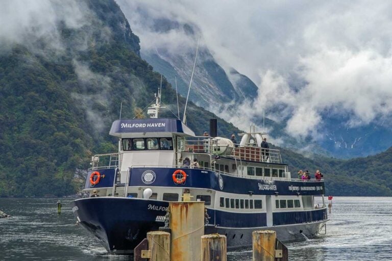 The Milford Haven returns to the Milford Sound Passenger terminal