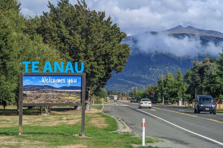 The main road that leads into Te Anau during a road trip in New Zealand