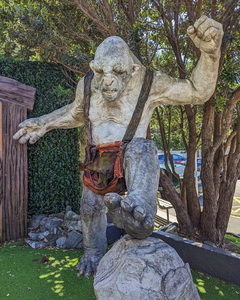 The troll statue out the front of Wētā Workshop and Cave in Wellington