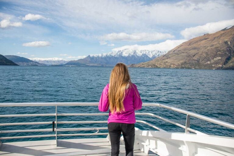 Bailey enjoys the views on the Spirit of Queenstown scenic cruise in Queenstown