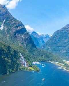 Scenic flight into Milford Sound, New Zealand