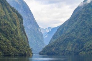Steep cliffs in Doubtful Sound, New Zealand
