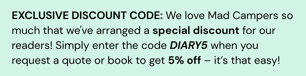 Our discount code for Mad Campers for our readers