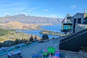 The play area and view of Lake Wakatipu in Queenstown skyline Gondola New Zealand