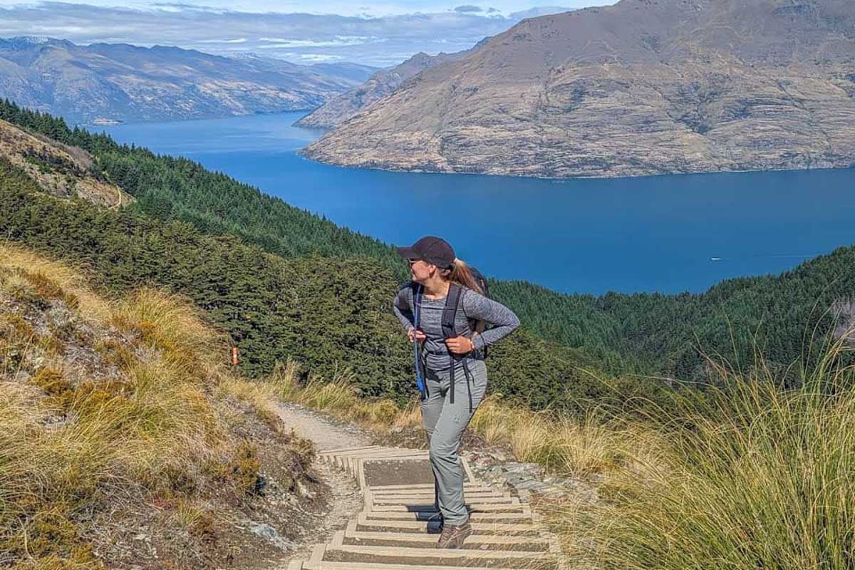 Bailey-climbs-some-steps-on-the-Ben-Lomond-track-in-Queenstown