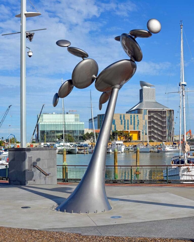 Modern Kinetic Wind Sculpture in Viaduct Harbour Auckland New Zealand