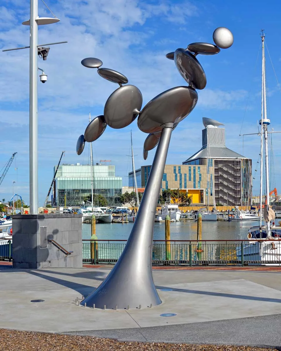Modern Kinetic Wind Sculpture in Viaduct Harbour Auckland New Zealand