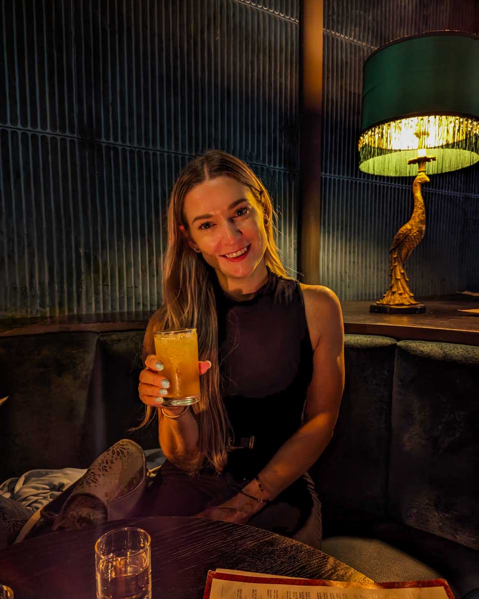 Bailey-drinks-a-cocktail-in-Christchurch New Zealand