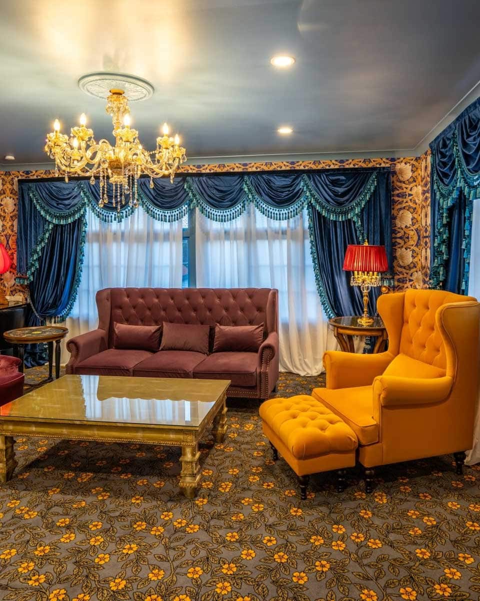 Living room in a suite at the Prince's Gate hotel in Rotorua