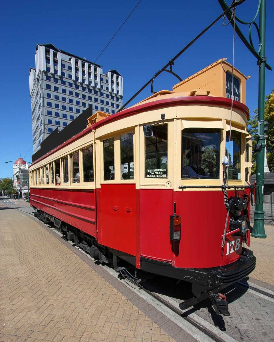 The famous Christchurch Tram in New Zealand seen on a tour