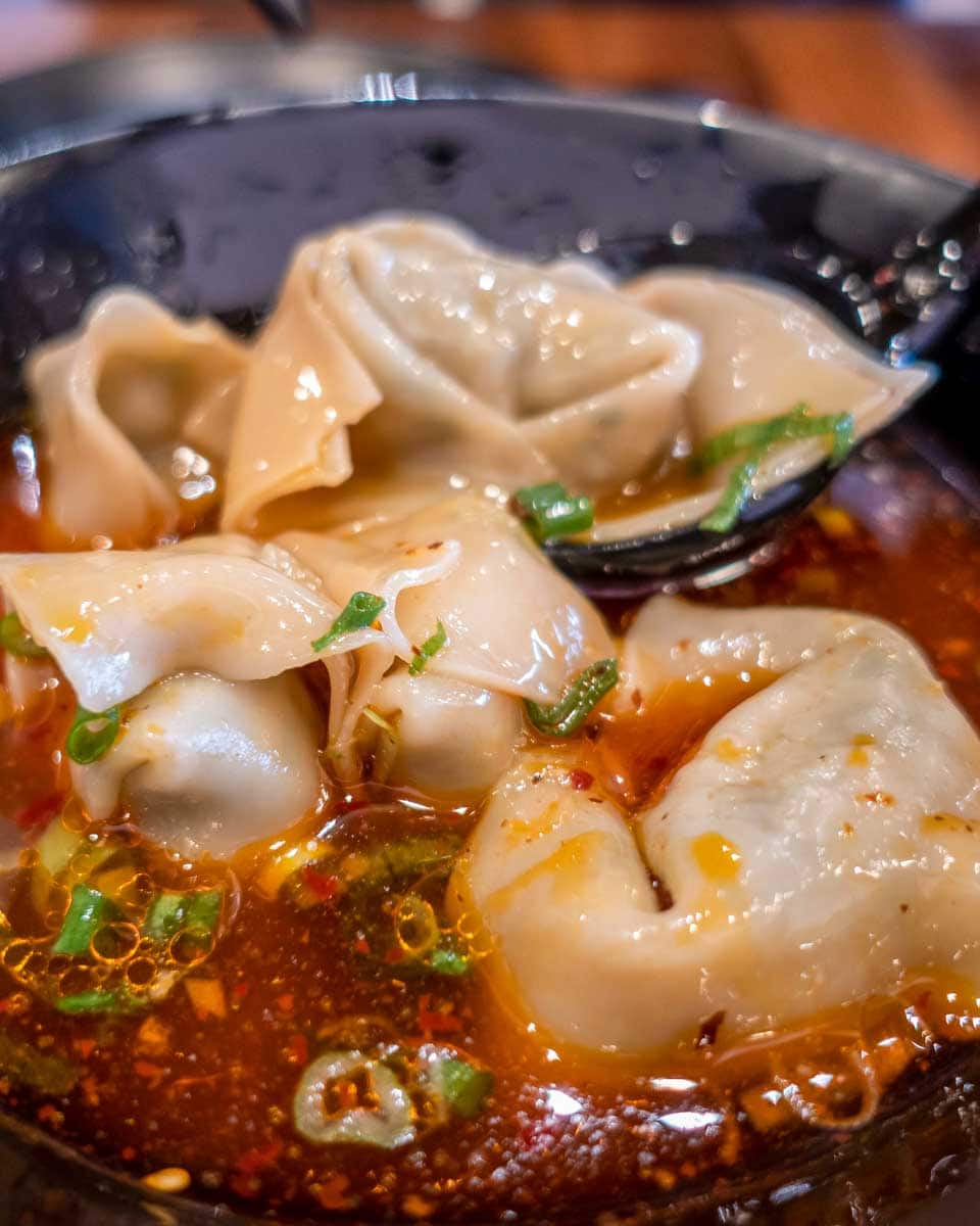 Dumpling soup eaten on a food tour in Wellington New Zealand
