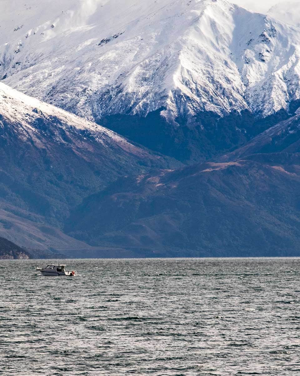 Lake Wanaka seen on a happy hour cruise from Wanaka New Zealand