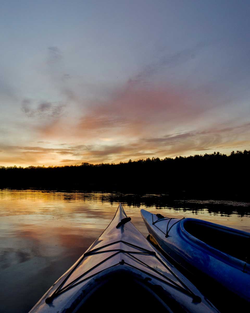 Kayaking at sunset near Tauranga New Zealand