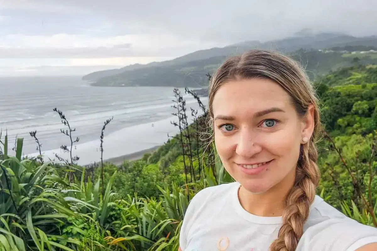 Bailey taking a selfie in Dunedin, New Zealand