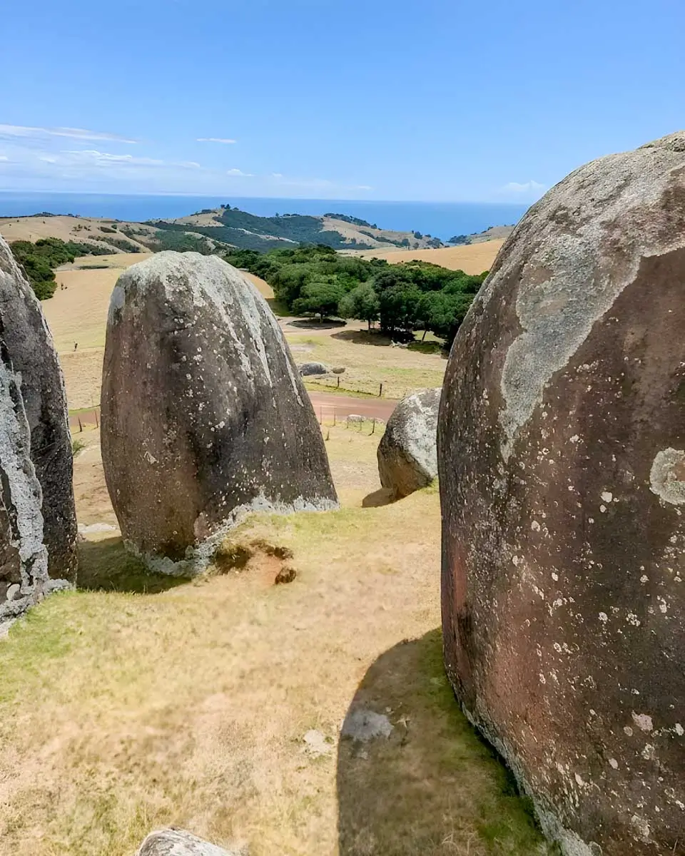 The Painted Rocks at Stony Batter Historic Reserve in Waiheke, New Zealand